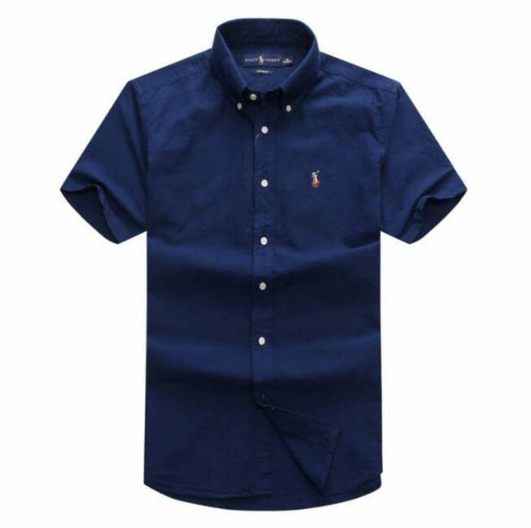 Ralph navy blue short-sleeve button-up shirt